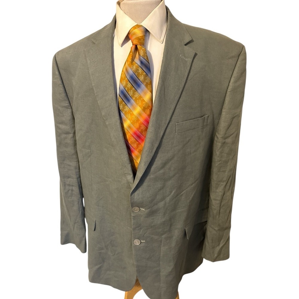 Lauren Ralph Lauren Mens Blazer Sz 50L 100% Linen Sage Green Sport Coat Jacket